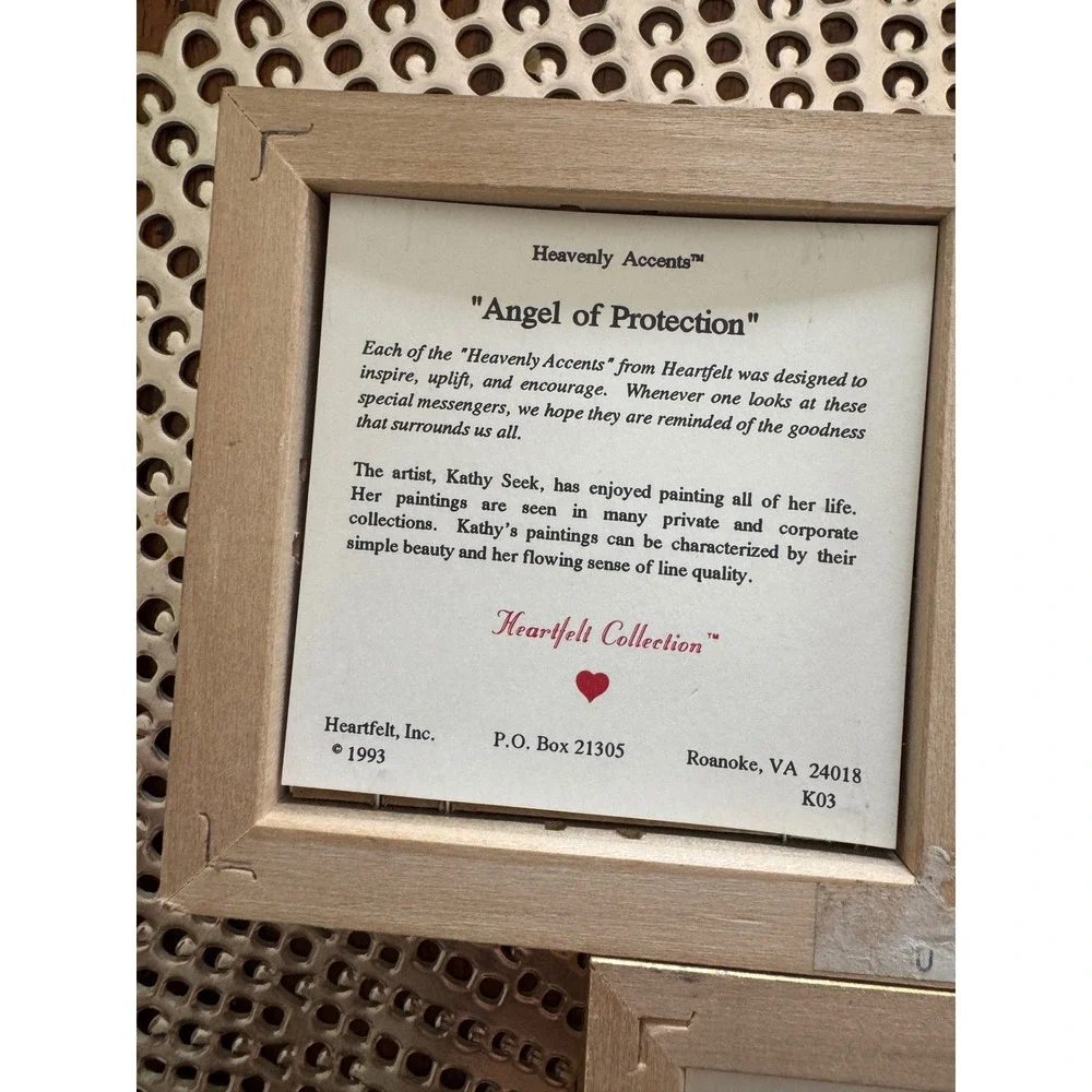 Vintage 1993 Heartfelt Heavenly Accents Kathy Seek Mini Angel Framed Art Set 5